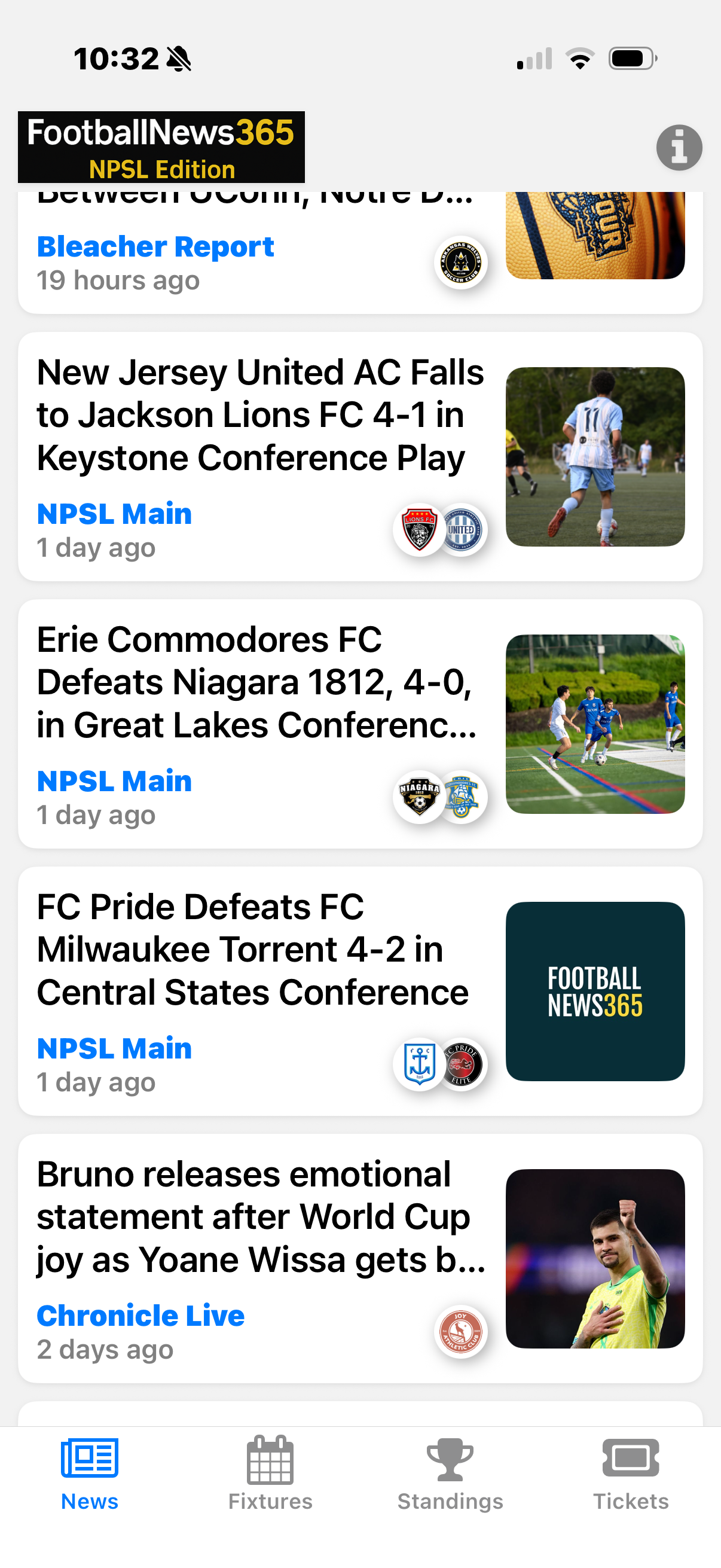 FN365 NPSL Edition news screen