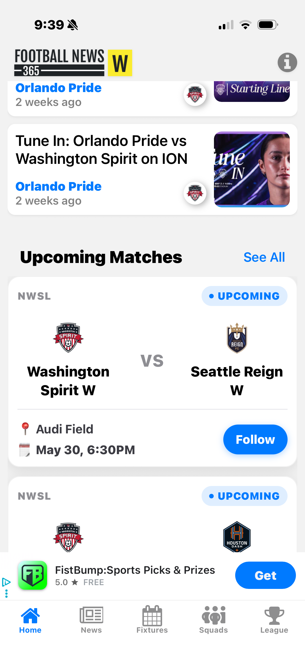 FN365W app screen used as a sponsor placement preview